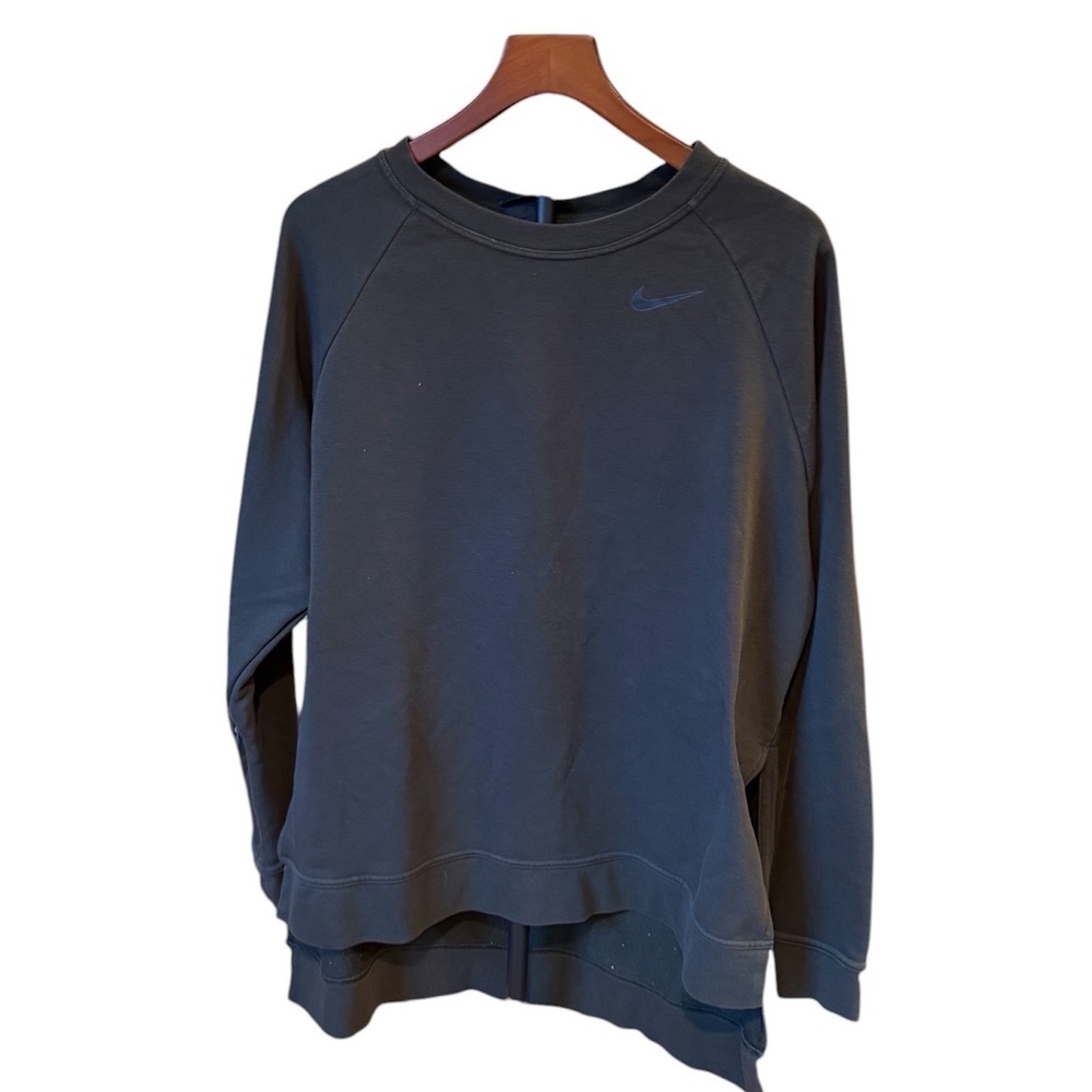 Nike Dri-FIT Womens Crew Neck Sweatshirt Green Raglan High Low‎ Hem Pullover M
